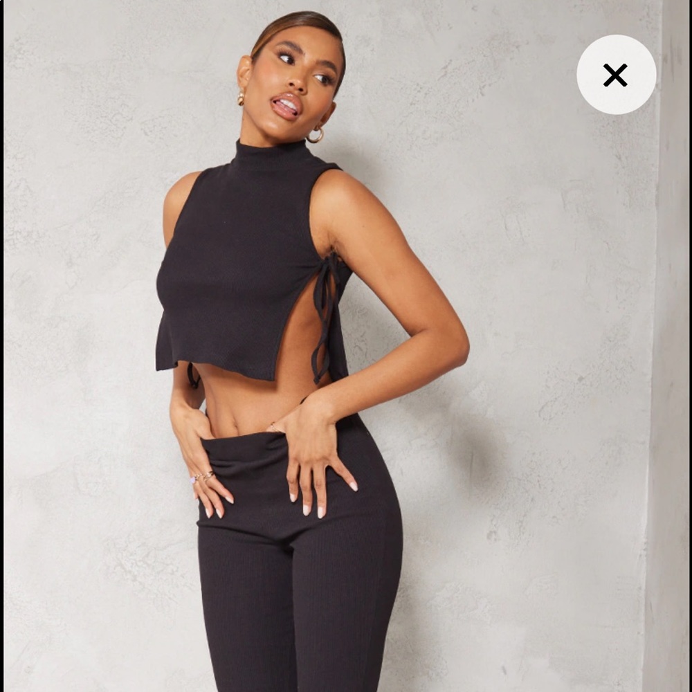 PLT Black matching ribbed set